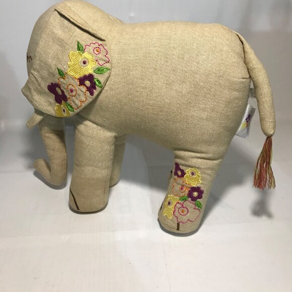 Handcrafted Linen Elephant With Colorful Embroidery - Made In India - 11.5 Inche - Picture 9 of 10